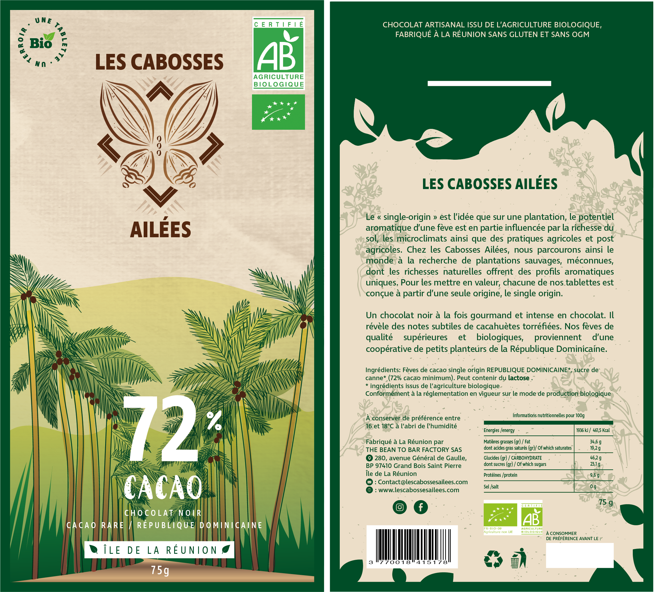 Tablettes Cabosse ailées bio 72 �