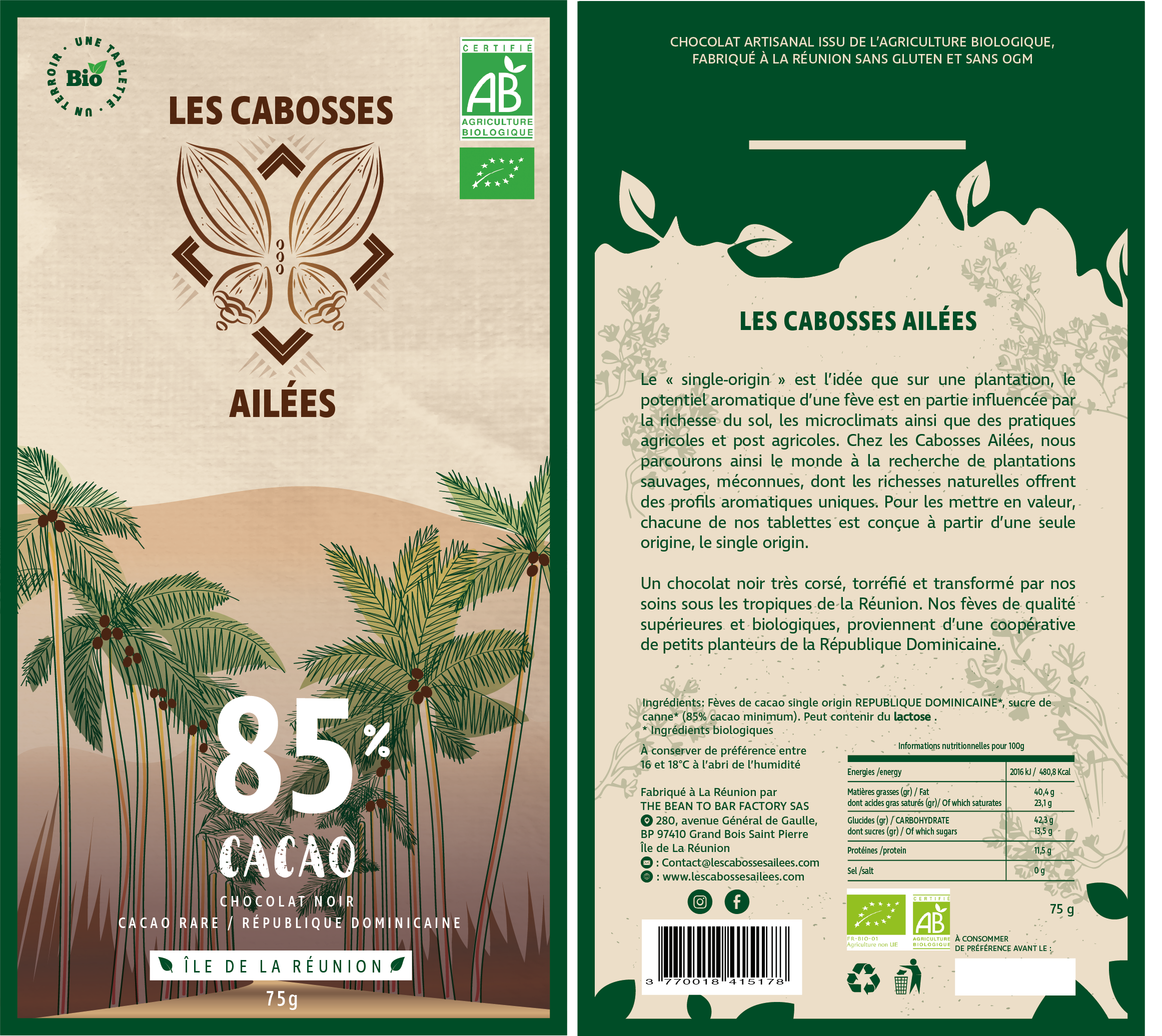 Tablettes Cabosse ailées bio 85 �